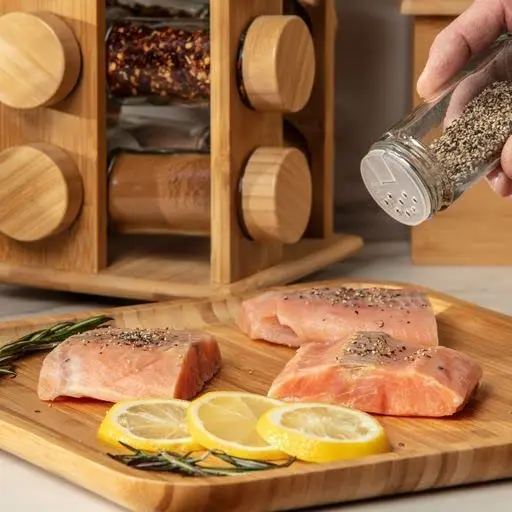 Kitchen Accessories Wholesale 16-cube Spice Rack with Spice Jars  Decorative Countertop Bamboo