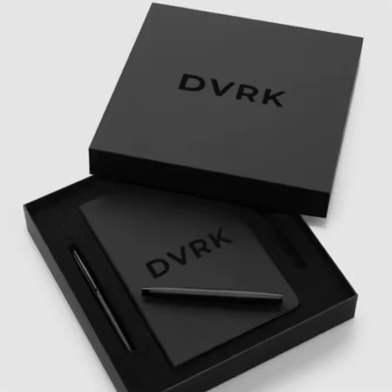HK Personalized Hardcover Pure Black Paper Notebook Custom Black Inner Pages Black Edges Sketchbook For Drawing With Box Package