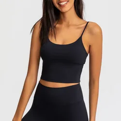 Women Sling Workout Tank Top Slim Strap Beauty Back Yoga Top Gym Clothing Tank Top