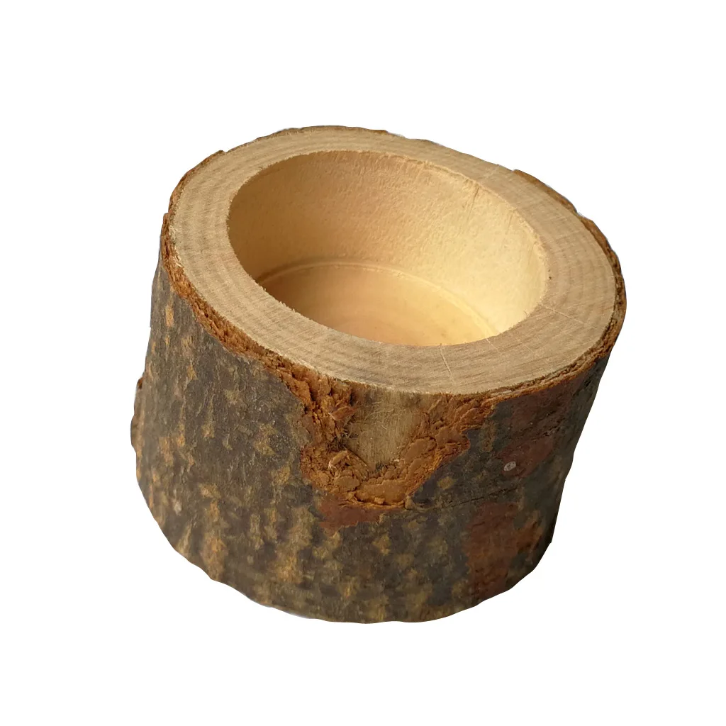 Personality Home Decor Creative Rustic Tree Stump Small Flower Pot Custom Wood Crafts Handmade Natural Wooden Candle Holder