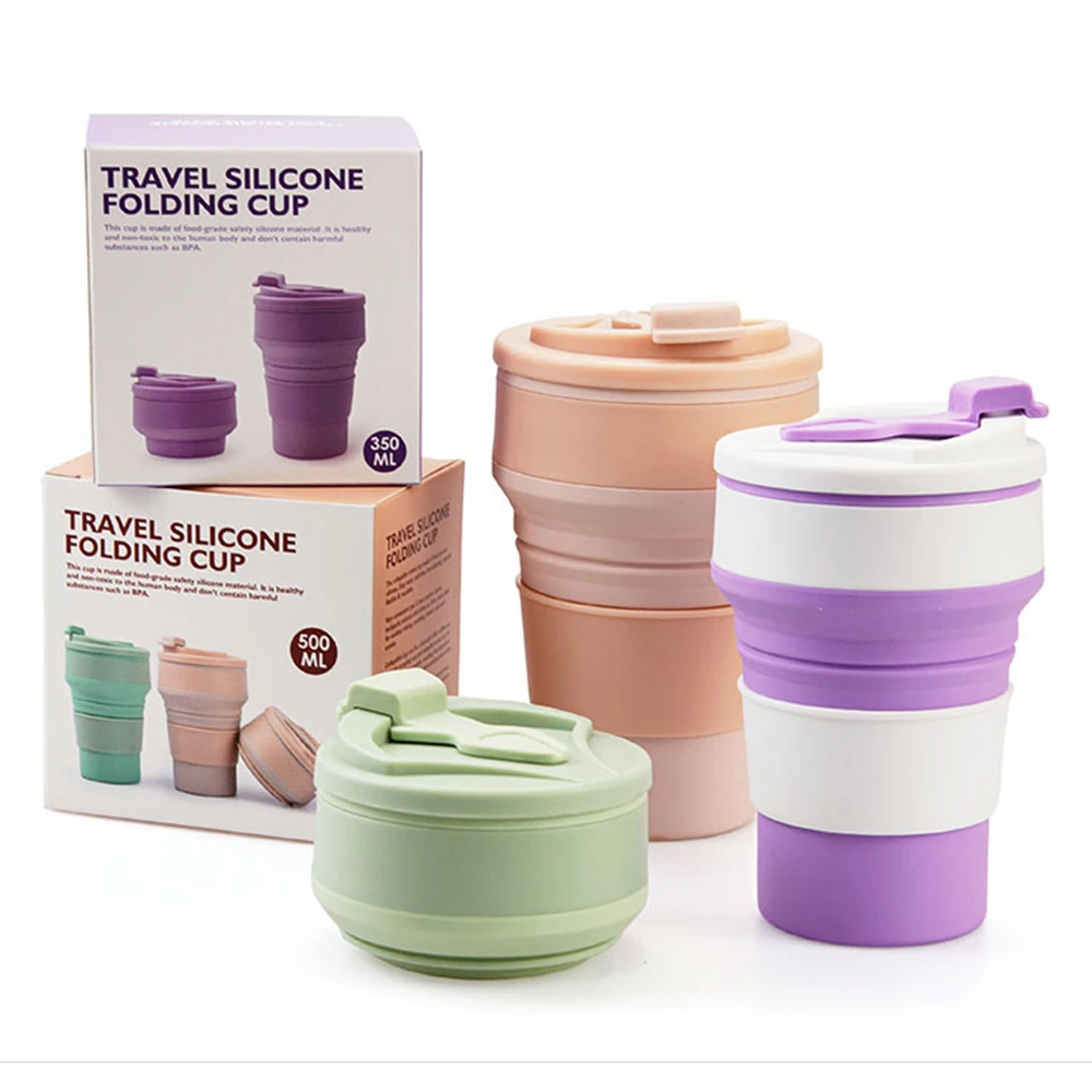 2024 многоразовая портативная кофейная кружка термостойкая силиконовая складная дорожная чашка с крышкой