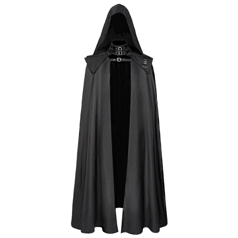 Medieval Cloak Hooded Coat Vintage Gothic Assassin Costume Men Devil Wizard Death Halloween Cosplay Cape