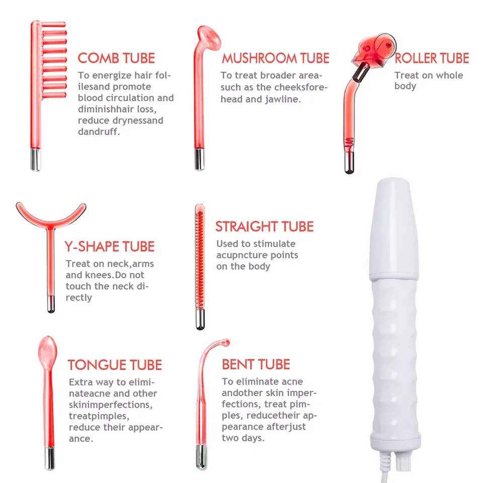 Portable Facial Beauty Wand High Frequency Infrared Face Lifting Machine 7 In 1 Hair And Skin Therapy Argon Face Beauty Wand