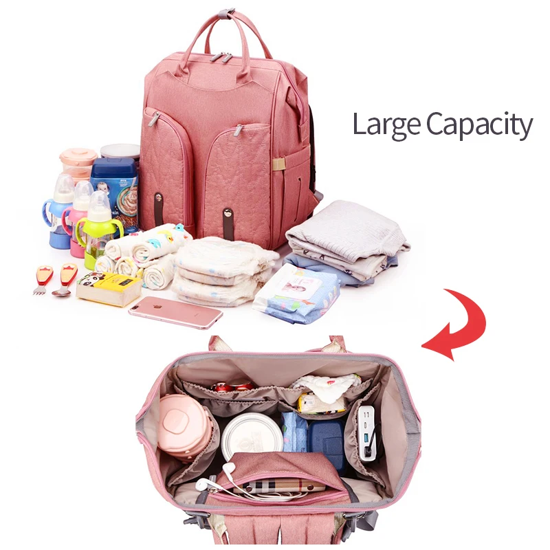3 in 1 Bassinet mummy Foldable Bed Crib custom Portable Maternity nappy wet mother baby carry care bag USB Backpack diaper bag