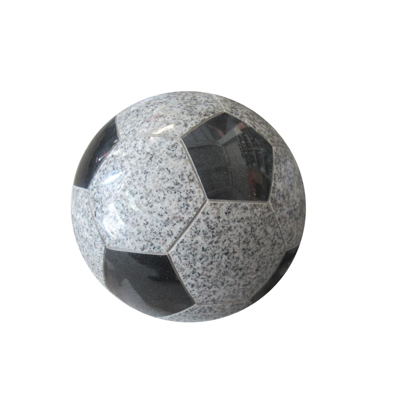 Stone Soccer Ball Grey And Black Granite Football Sculpture