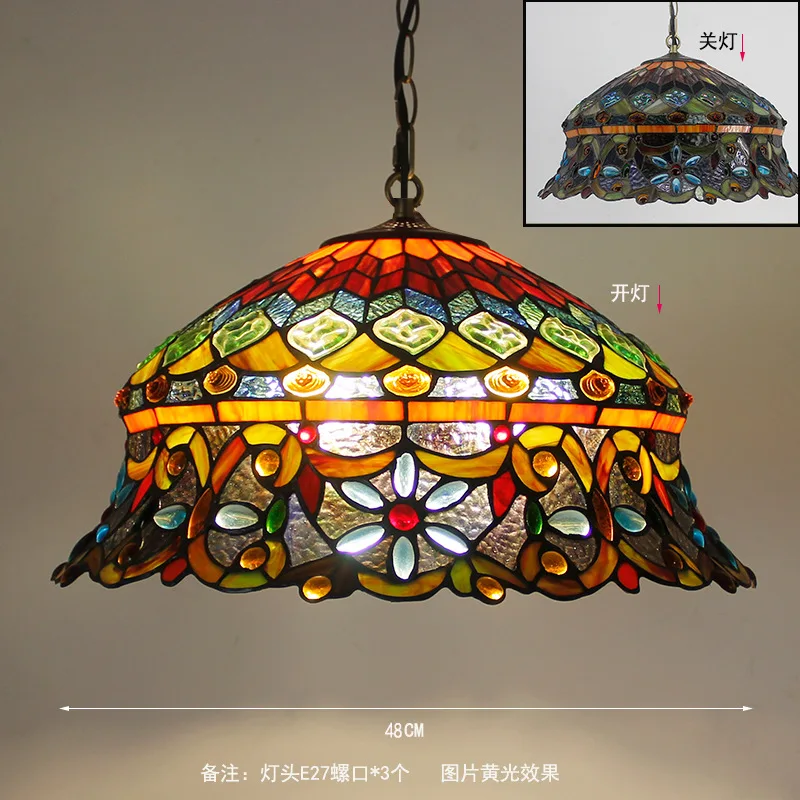 European style Tiffany chandelier living room lamp dining room bar glass art creative ceiling Tiffany chandelier