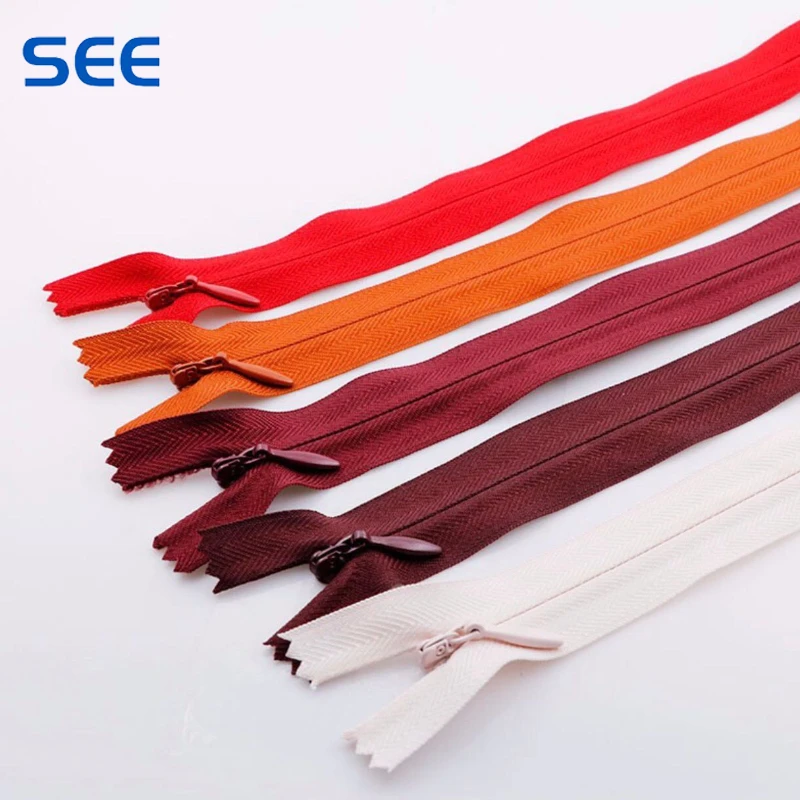 3 # Nylon Close-End Zippers Colorful Invisible Zipper For Clothing