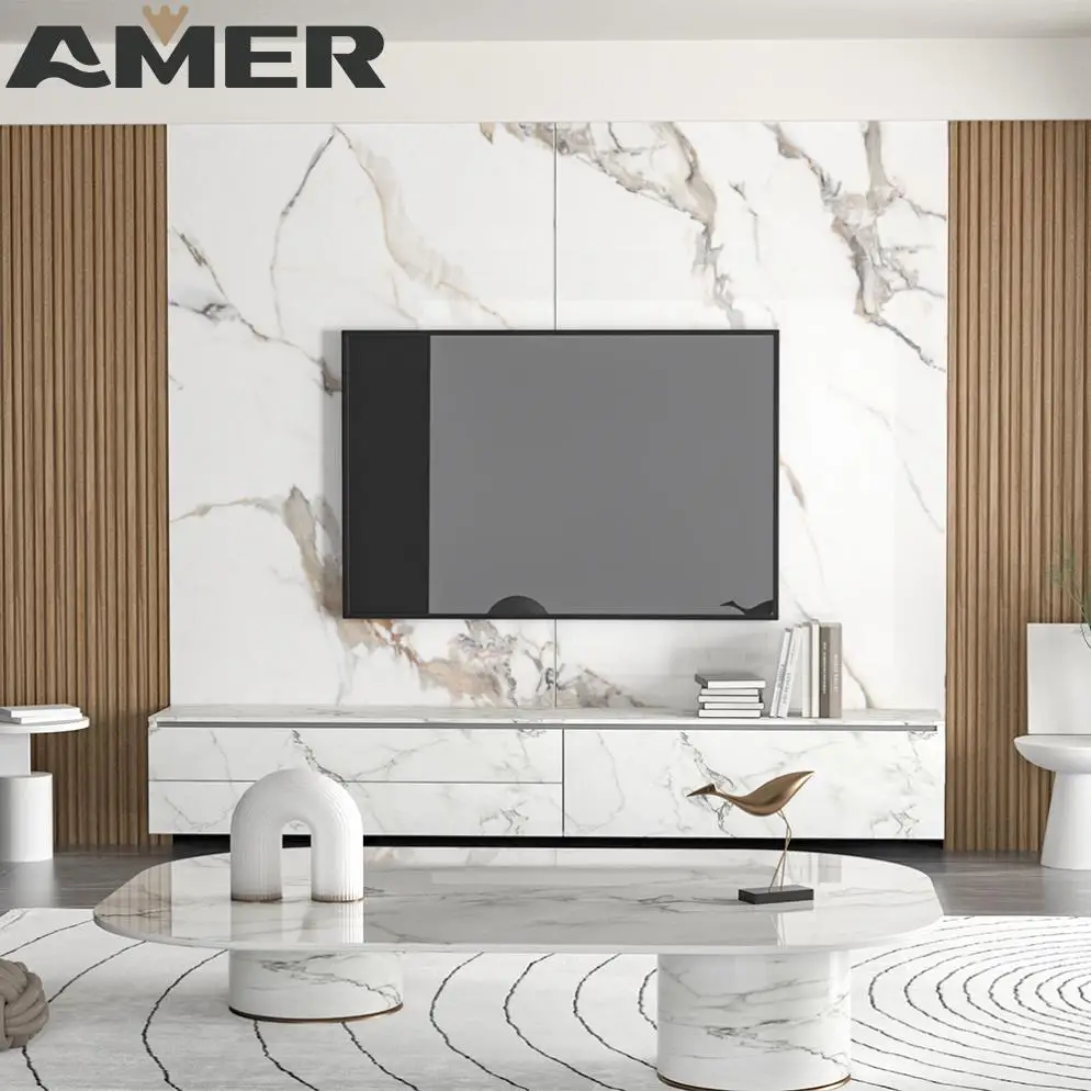 Amer OEM wholesale Paste Install Custom Pattern High Light Decoration PVC Board Sheet Uv Pvc Marble Wall Panel For Interior