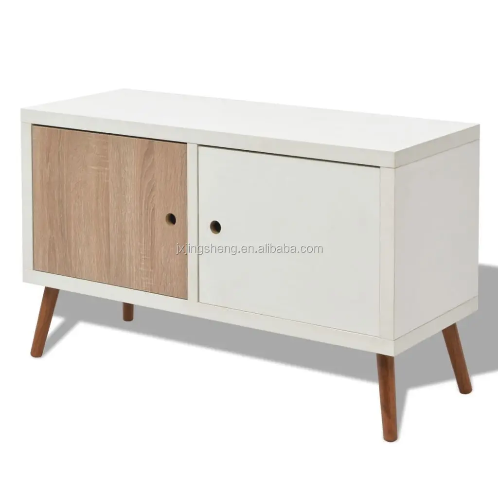 White Furniture Wood 2 Doors Media TV Stand Nordic Media Cabinet Storage Unit