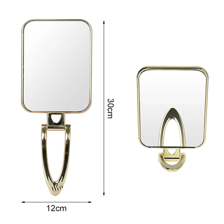 manufacturer custom private label rectangle gold handheld mirror handle multifunction foldable makeup mirror