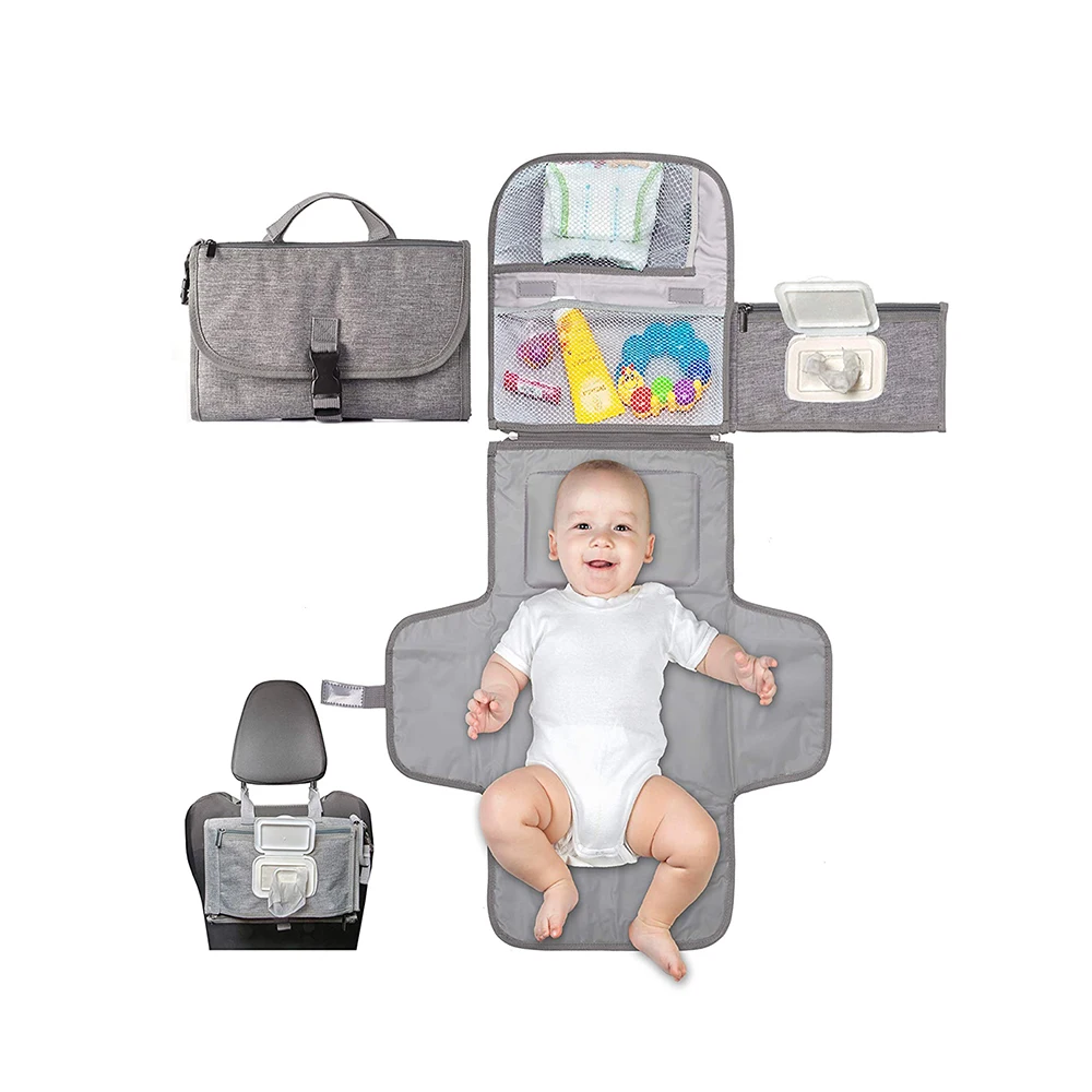 
Portable Waterproof Travel Station kit Diaper Changing Pad for Newborn boy Girl Baby with Smart Pocket 