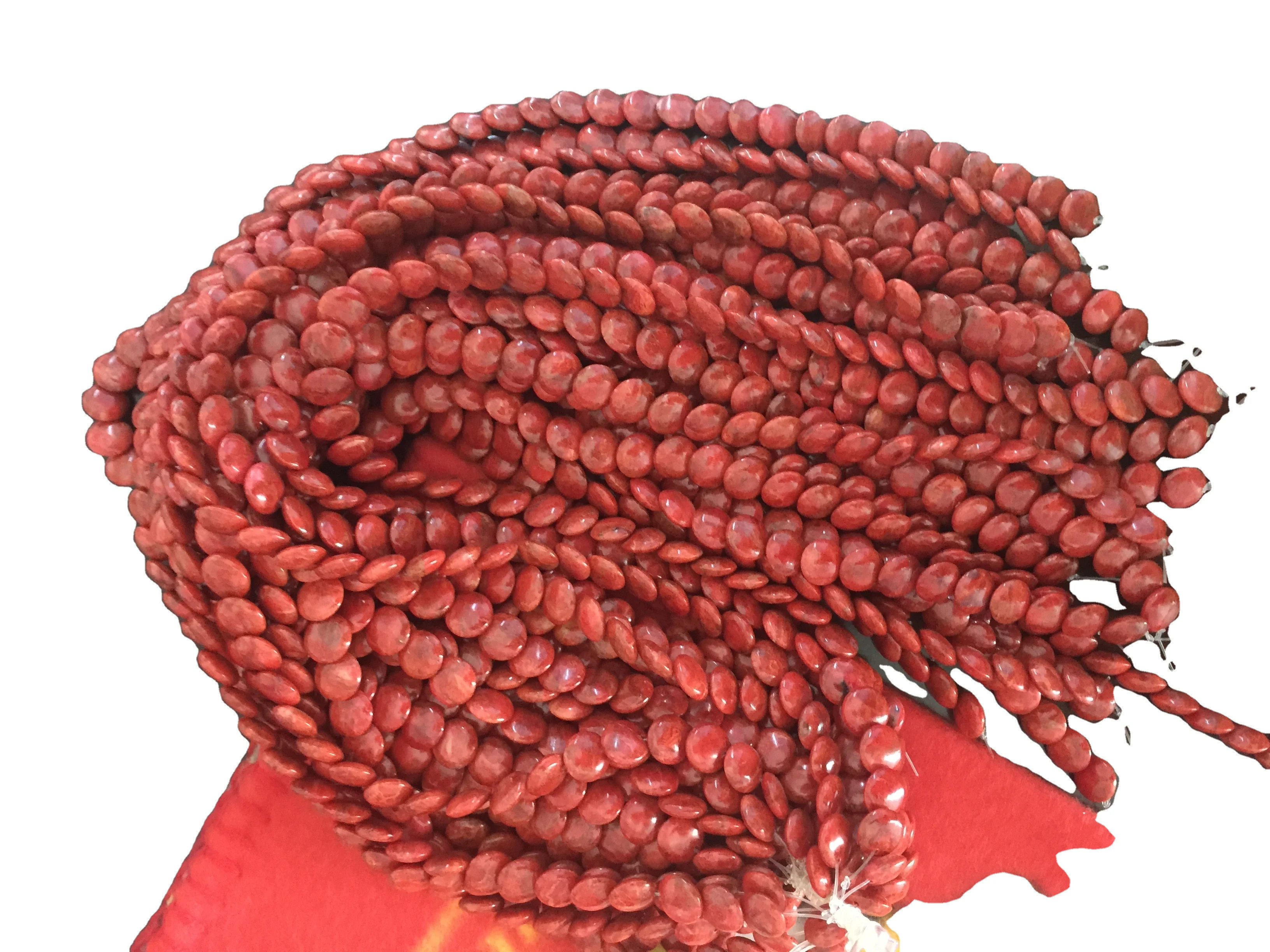 Бусины с яблочным кораллом Рондель