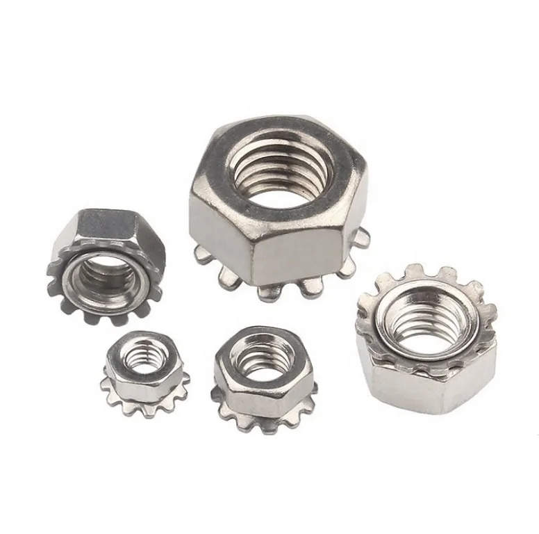 Stainless Steel 304 Hex Hexagon K Nut with Kep Teeth washer K lock nut