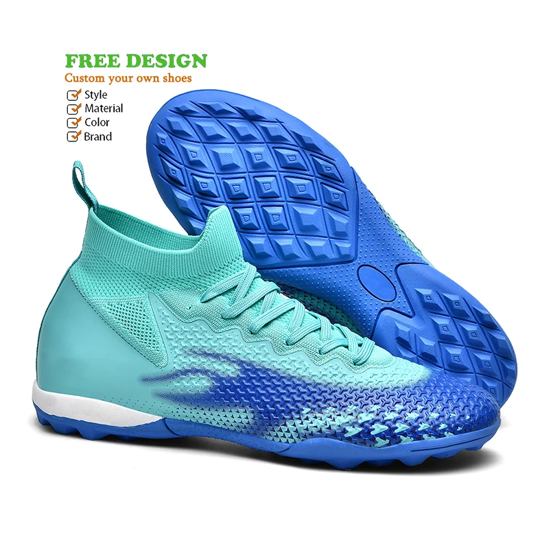 Custom Design Turf Shoes Soccer Multiground Cleats Online Supplier Wholesale High Ankle Indoor Thailand Mens Football Shoes