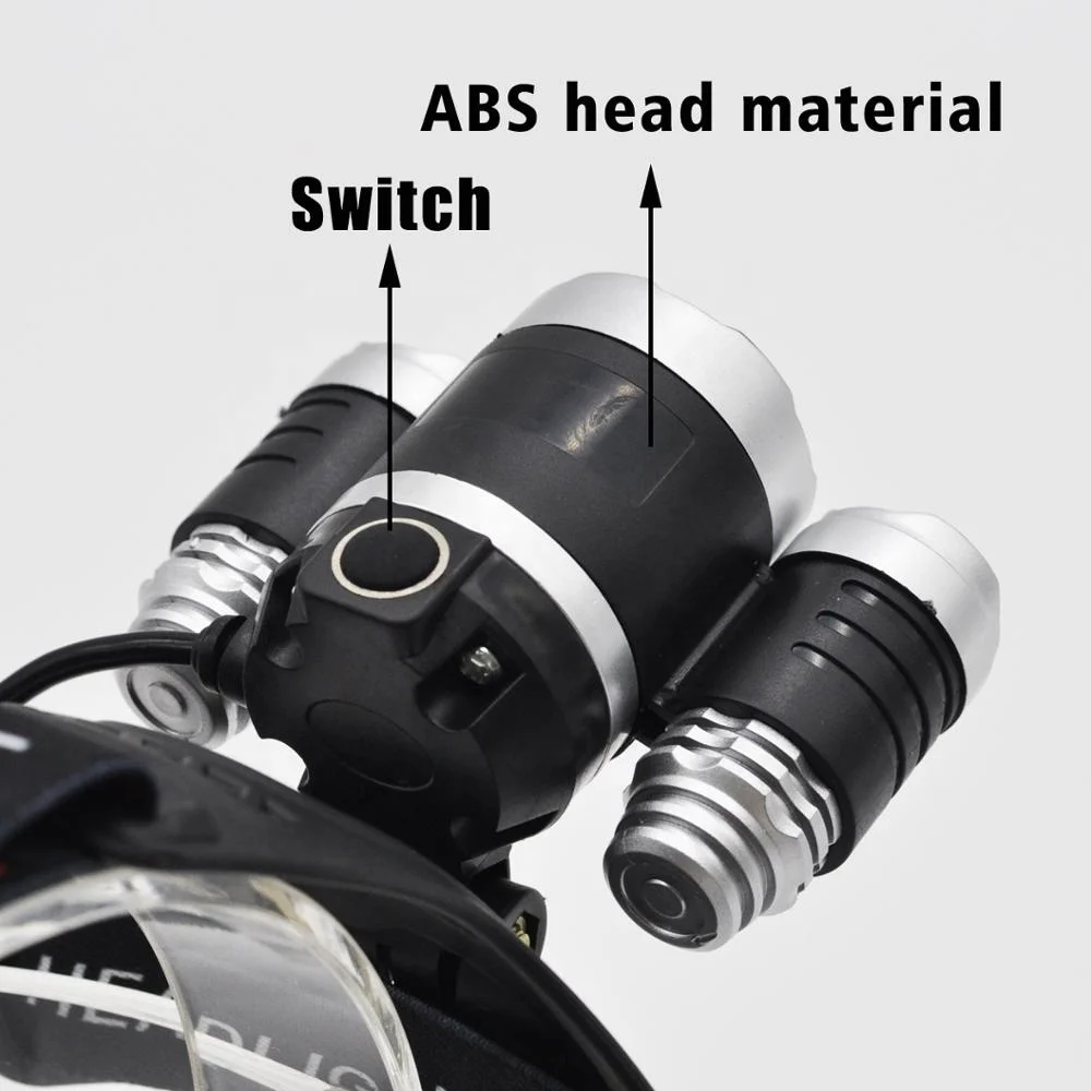 3PCS Ultra Bright Head torch Flashlight 18650 XML T6 1800 lumens rechargeable led headlamp