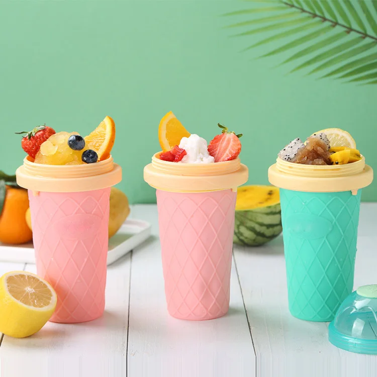 Frozen Squeeze Slushy Cup Maker Private Labeling Smoothie Cups Magic Slushy With Lid And Straw