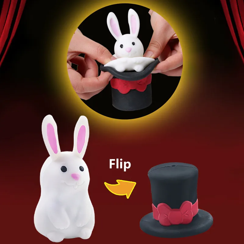 2021 Newest Novelty TPR Toys Squeeze Hat Cheese Rabbit Mouse Magic Animal Hiding Toys Squishy Flip Fidget Toys