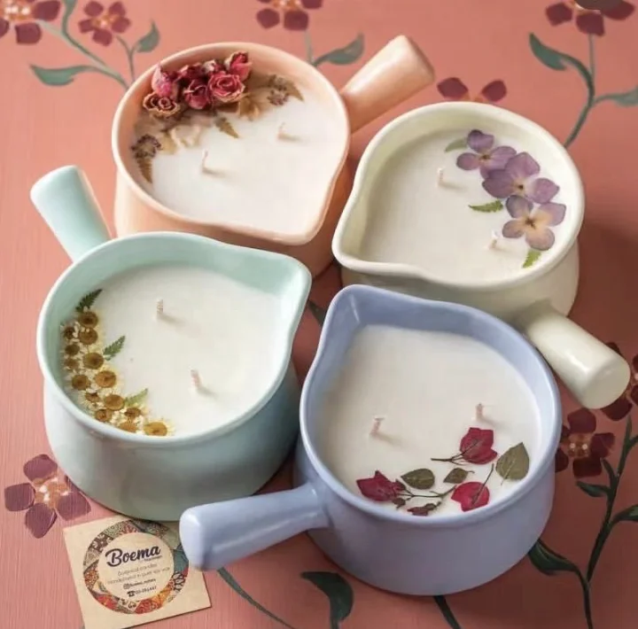 Ins Jar flowers Scented Candle Home Fragrance Scented Wholesale Organic Soy Wax Scented Candle