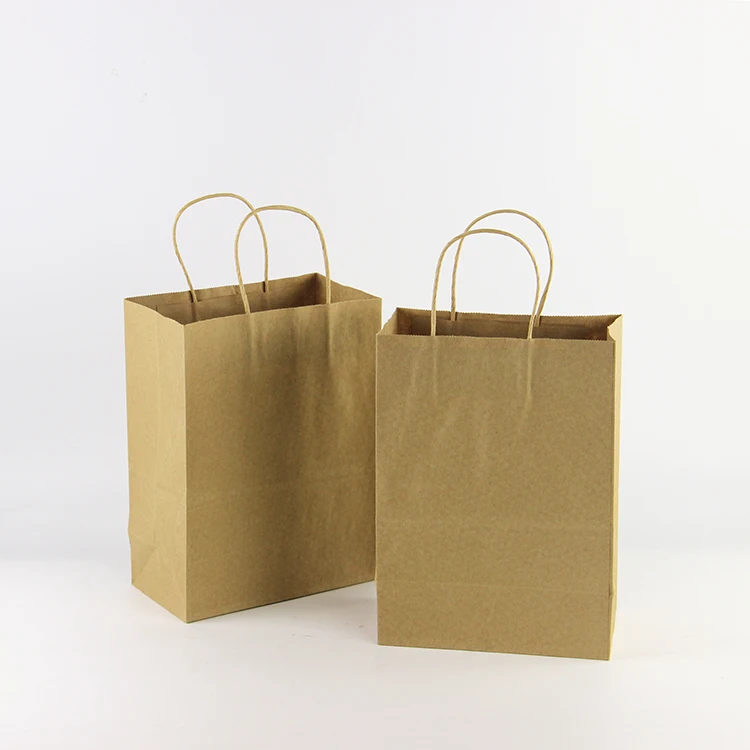 Пользовательский логотип, переработанная бумага, коричневая крафт-бумага, Подарочный пакет для покупок с ручками