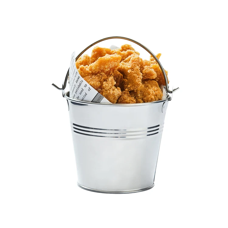 Food Grade Mini Stainless steel Serving Bucket Icing French Fries Tin Pails Snack bucket French fries