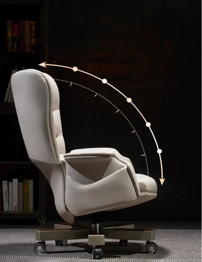 2024 Luxury Factory Price Comfortable White Genuine Cow Leather Strong Quality Big Boss Ergonomic President Office Chair