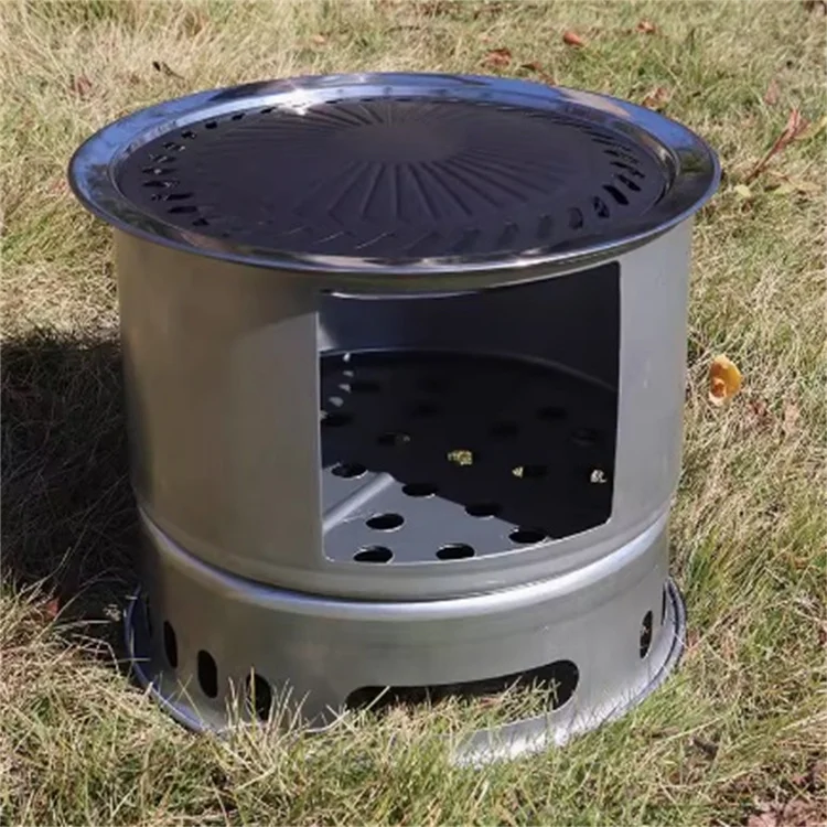 Garden Outdoor Charcoal Wood Burning Beer Bottle Chimney Stainless Steel Fire Pit