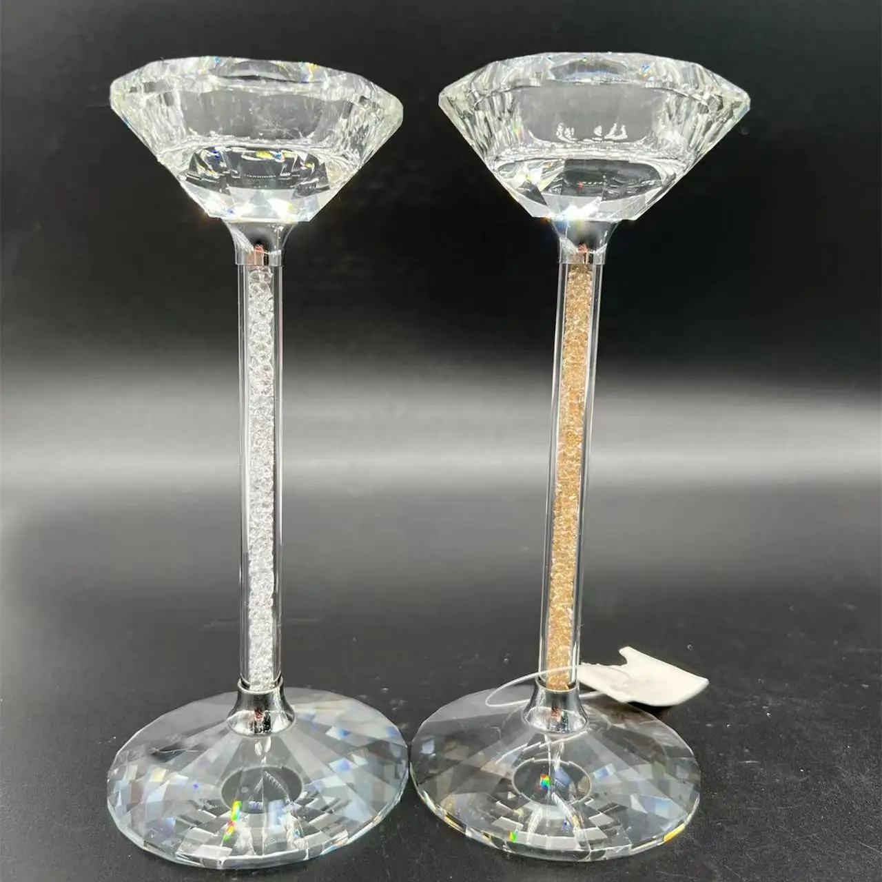 Factory Supply Wedding Or Party Home Table Decoration Crushed Diamond Crystal Glass Diamond Candle Holder