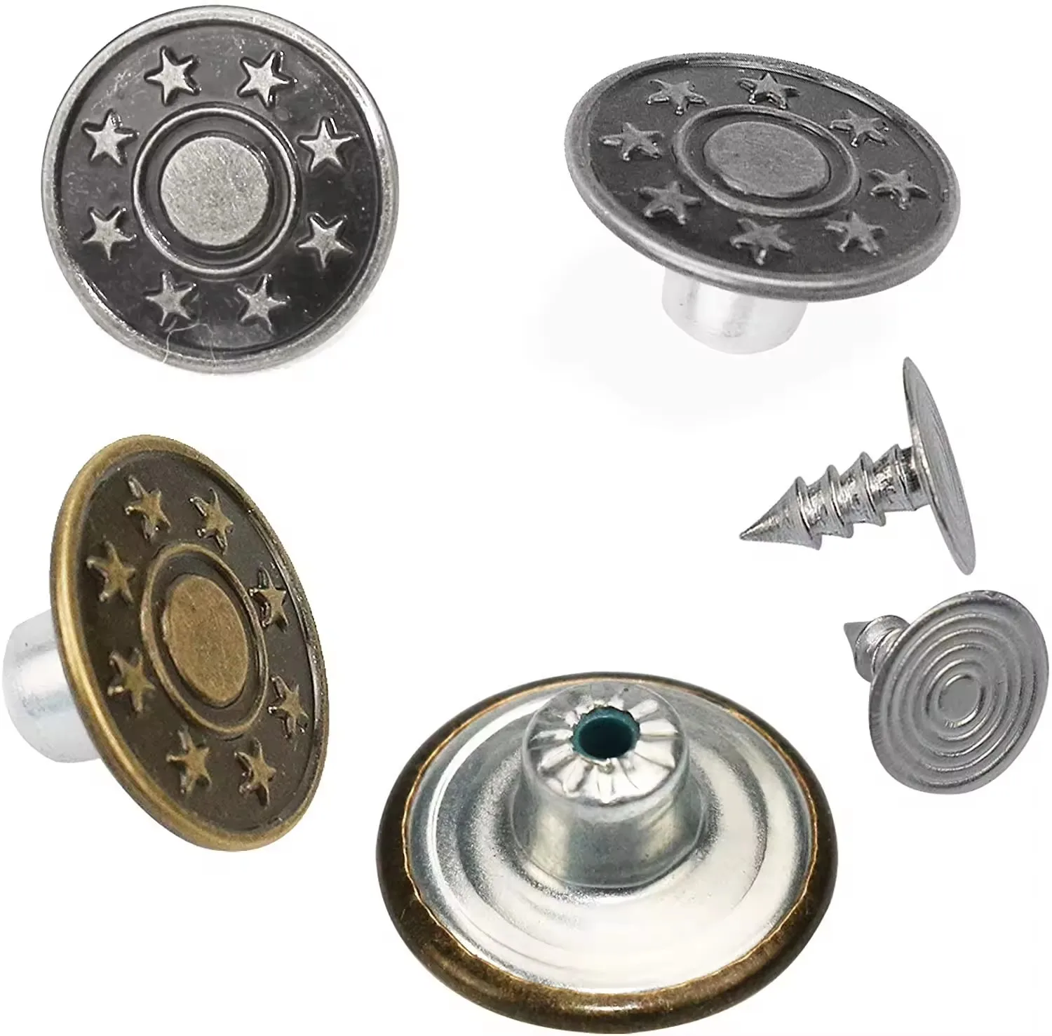 Factory Wholesales Multi-functional Metal Jeans Button Detachable Custom Logo Metal Buttons For Jacket Pants