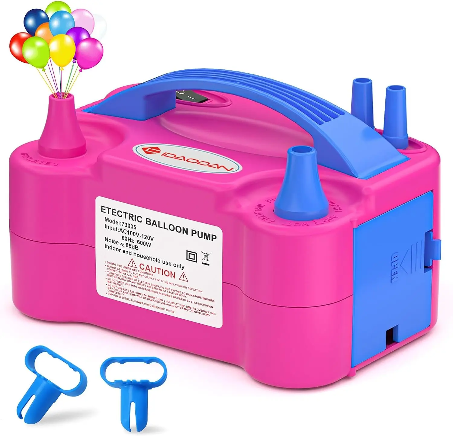 Portable Electric Balloon Blower Machine Balloon Air Pump Dual Nozzle Rose Red 110V 600W Balloon Inflator for Party Decorations