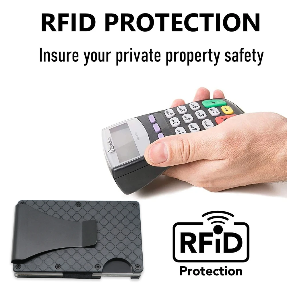 Индивидуальный Стильный тонкий алюминиевый металлический кошелек с зажимом для денег для мужчин, вмещает до 15 карт, RFID-блокировка, минималистичный держатель для карт, кошелек