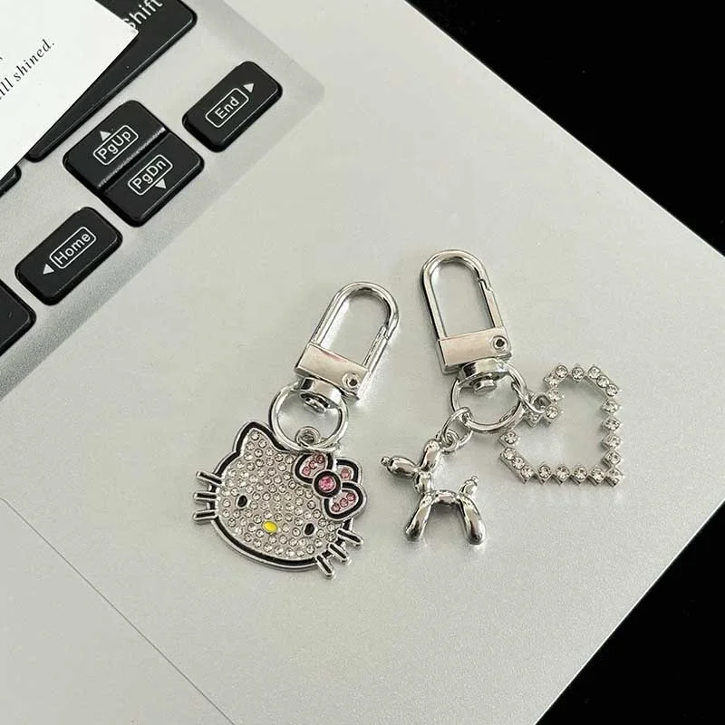 Custom cool black cherry color diamond sweetheart candy keychain pendant personalized student backpack accessories for gift
