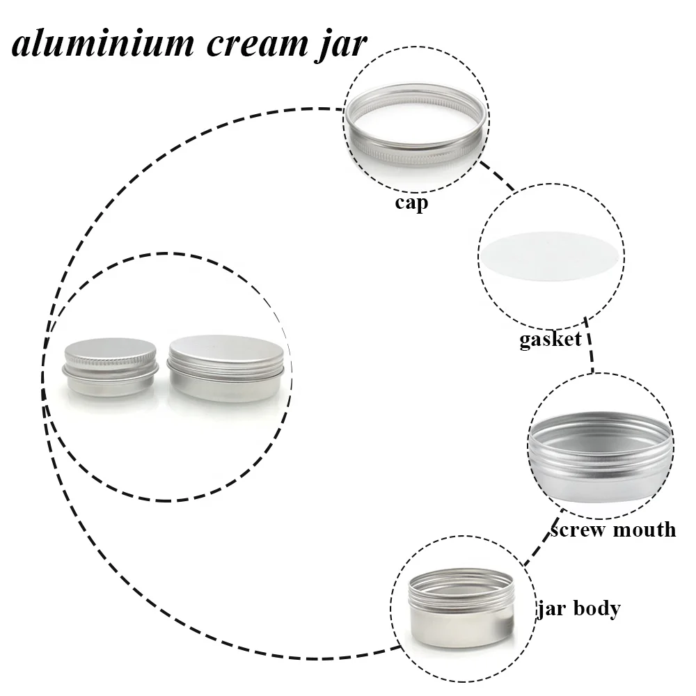 Luxury quality 30g round aluminium skin cream jar 100g 120g custom silver aluminum facial cream can box