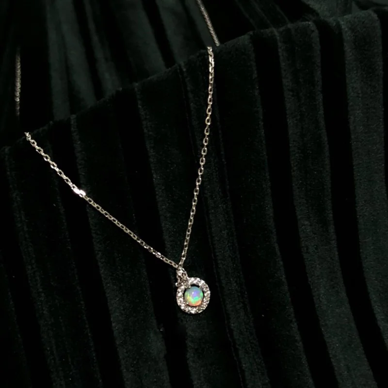 Luxury Sterling Silver 925 Jewellery Opal Flower Star Moonstone Heart Pendant Necklace Opal Jewelry for Women Girls