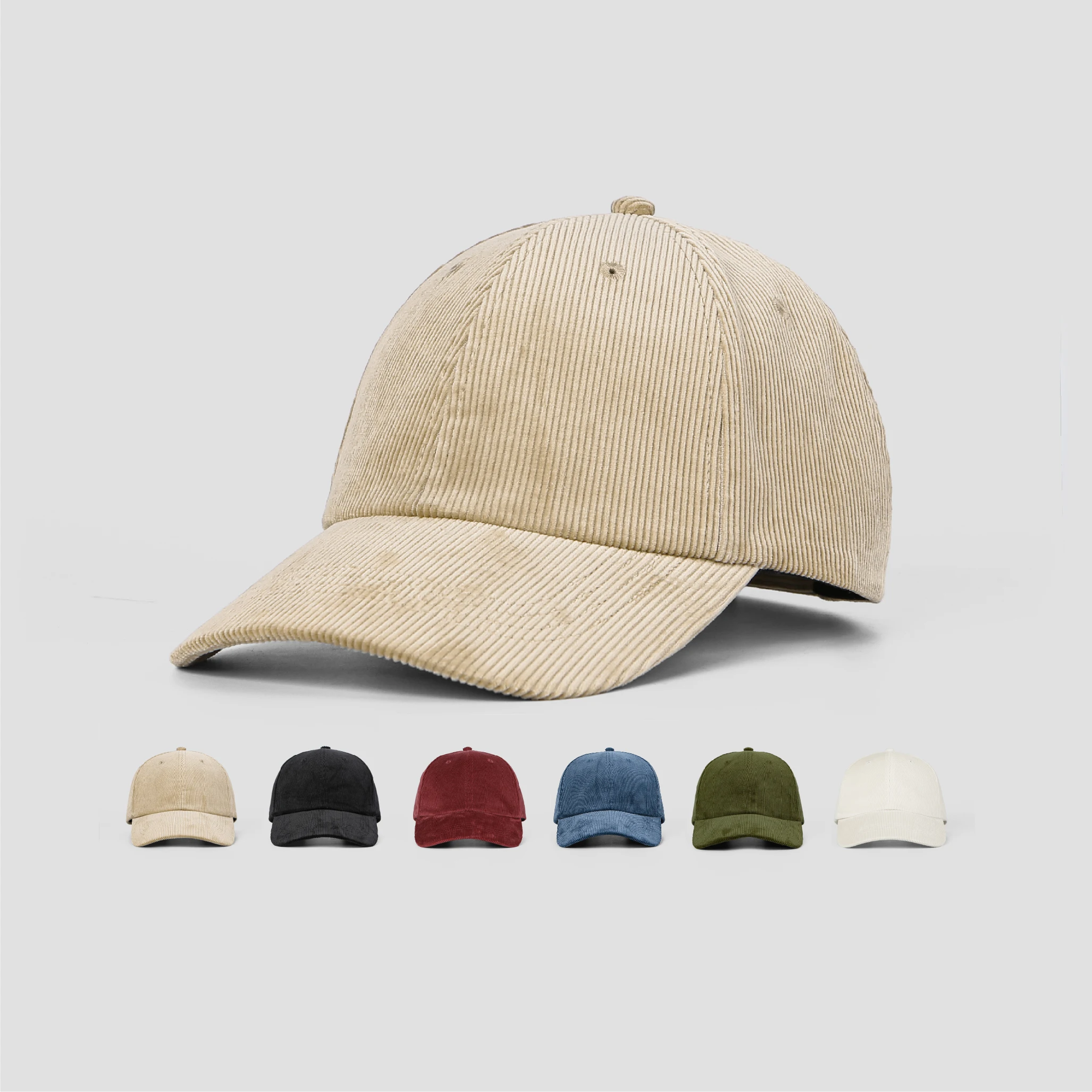 High quality new design 6 panel corduroy dad hat custom logo cotton baseball cap for outdoor