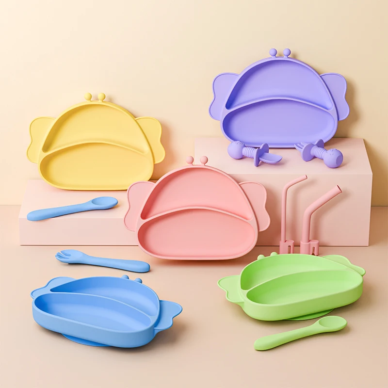 Wholesale OEM/ODM BPA Free Spill-Proof Feeding Divider Dishes Bowl Food Grade Silicone Baby Plate