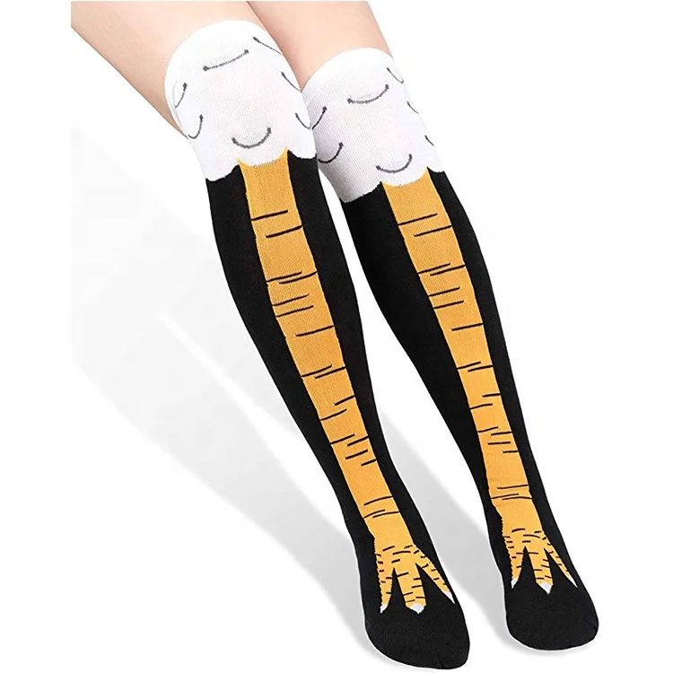 Funny Chicken Leg Knee Thigh High Gift Cartoon Feet Socks