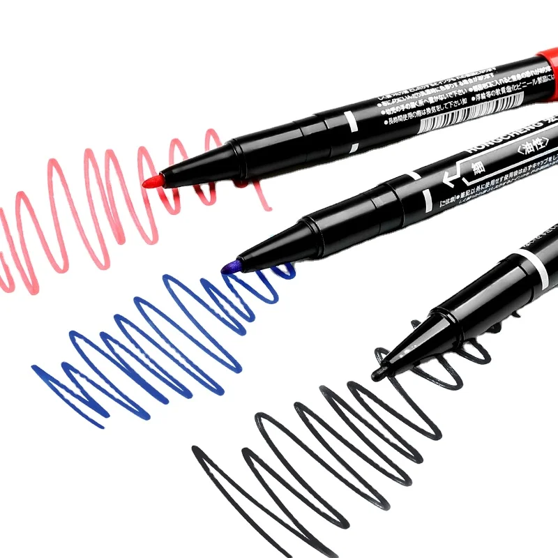 Заводская распродажа многоцветная сушка водонепроницаемая и маслянистая маленькая двуглавая маркерная ручка маркеры для рисования линии дизайна