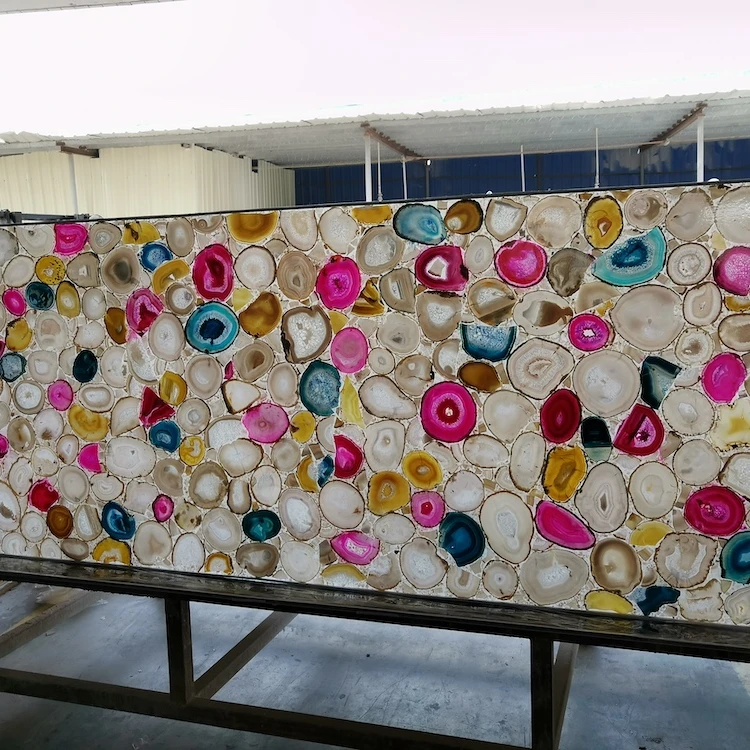 Translucent Onyx Counter Top Backlit Agate Sheet LED Panel Natural Agate Stone Tile Slab For Hotel