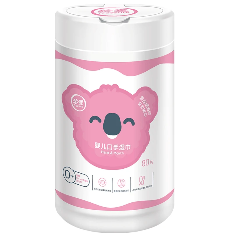 Treasure  80pcs NO MIT CIT Pure Water Aloe Plant Extract Soft Fabric Alcohol Free Baby Diaper Wipes