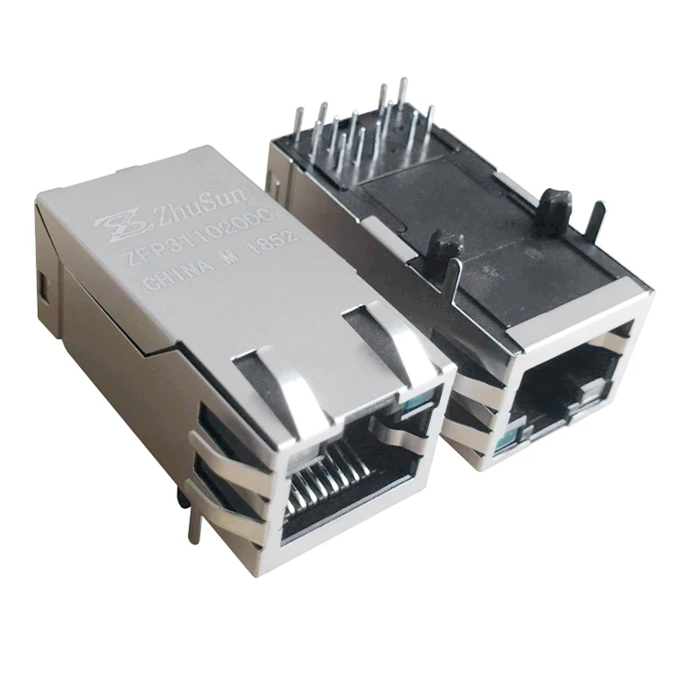 1840793-1 Однопортовый со светодиодным удлиненным модульным разъемом Ethernet RJ45