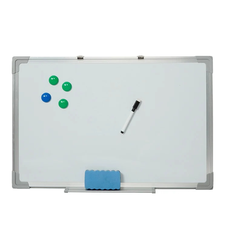 Office wall hanging magnetic whiteboard aluminum frame dry erase white board with markers