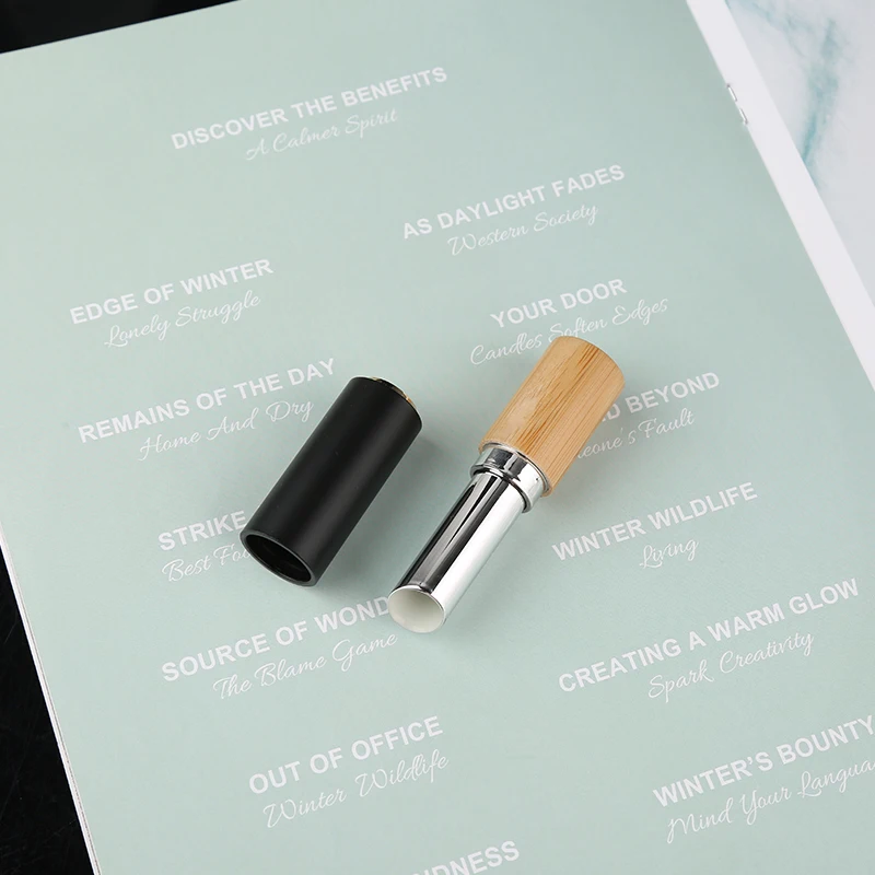 Replaceable Bamboo Lip Pomade Lipstick Bamboo Container with Plastic Inner Recycle Lipstick Tube Cosmetic Packaging