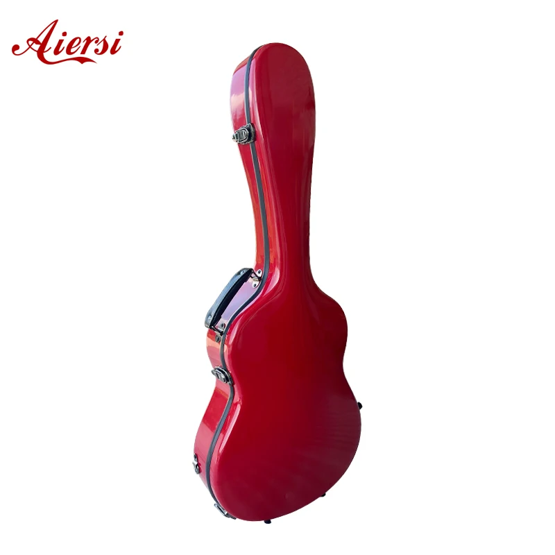 Aiersi High quality wine Fiberglass guitar case with good price for classical and Acoustic guitar