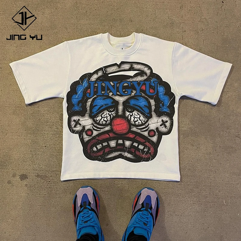 Custom manufacturer Fitted t-shirt heavyweight oversized tees 100% cotton boxy cropped dtg print cartoon graphic t shirt men