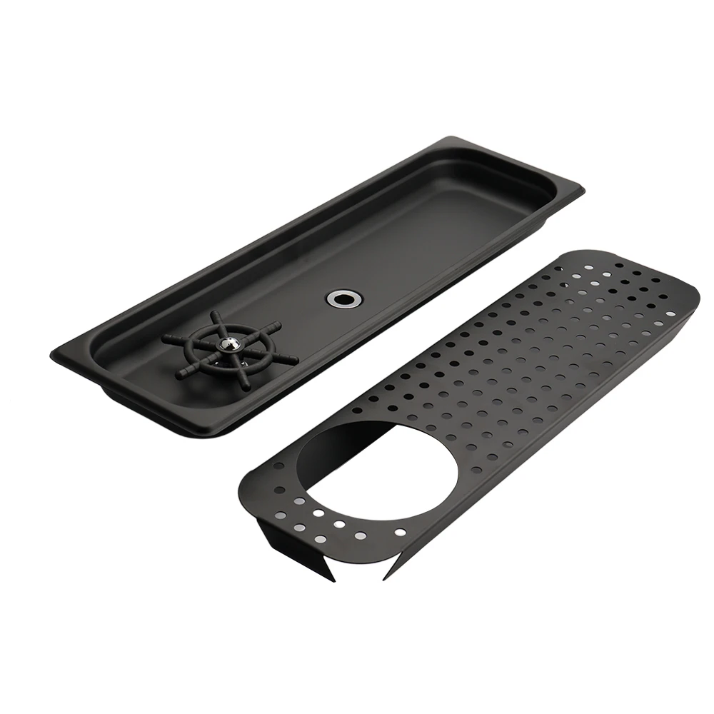 530mm Beer Stainless steel Spray Glass Rinser Black Drip Tray with Glass Rinser Faucet Glass Automatique Rinser