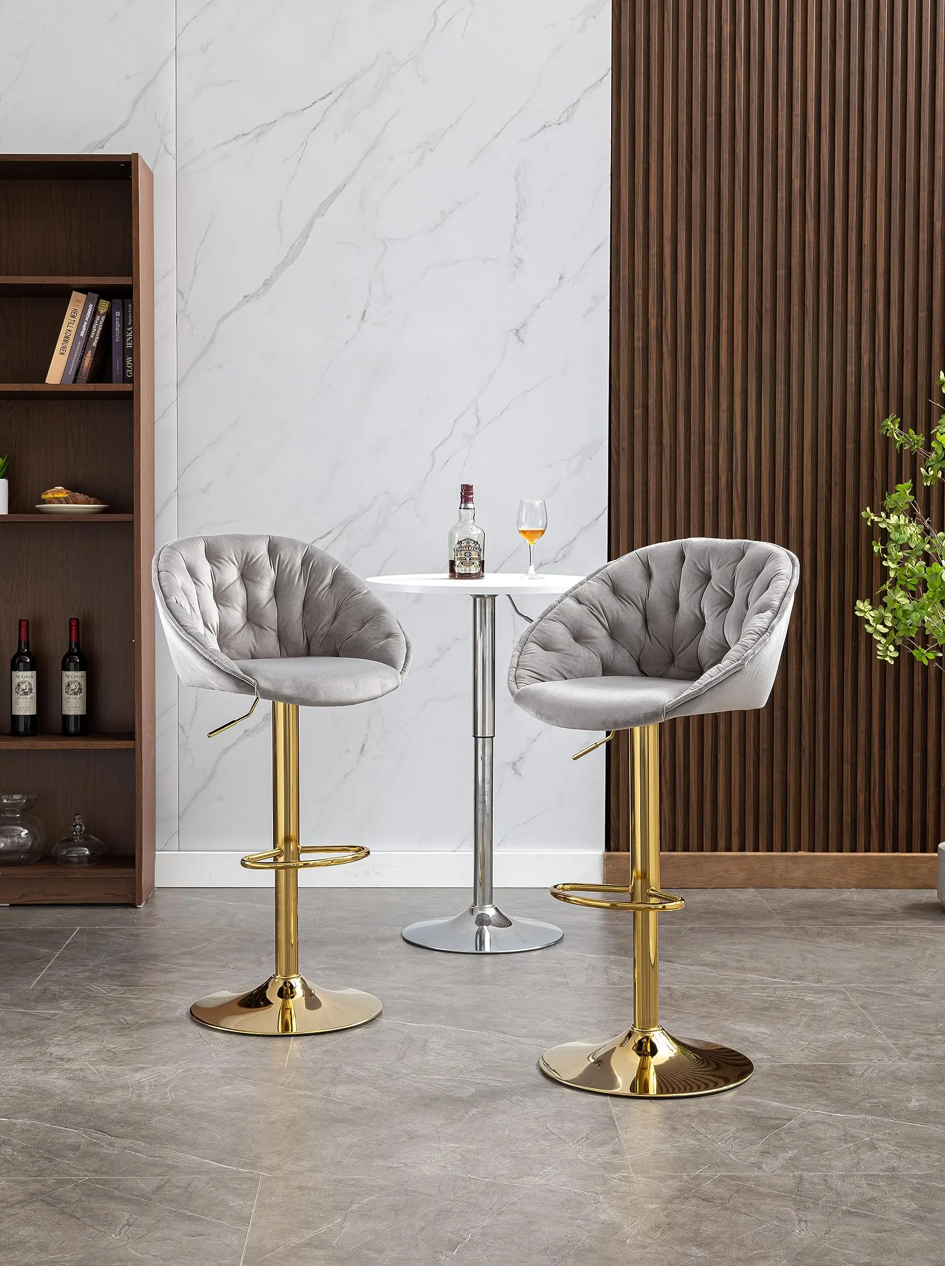 Wholesale Luxury Leather Swivel  Stool Bar Stool High Chairs With Arms