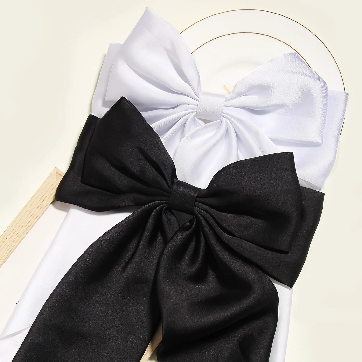 SongMay New Design Silky Satin Bow Hair Clips Long Tail Bows Clip for Girls Women Large Solid Hair Bows Hairpin