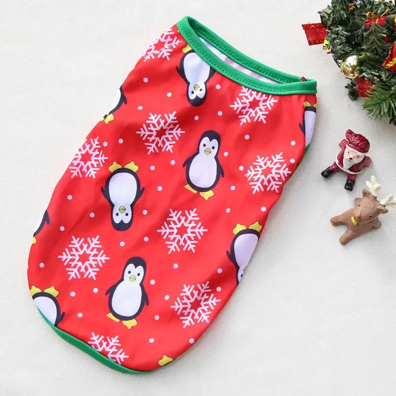 Christmas cat dog clothes pet clothing soft comfortable pajamas Christmas vest small and medium sized dog clothes