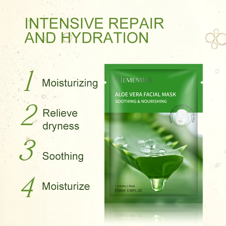 Manufacturer Wholesale Private Label  Aloe Vera Mask Skin Care Whitening Moisturizing Disposable Face Sheet Mask