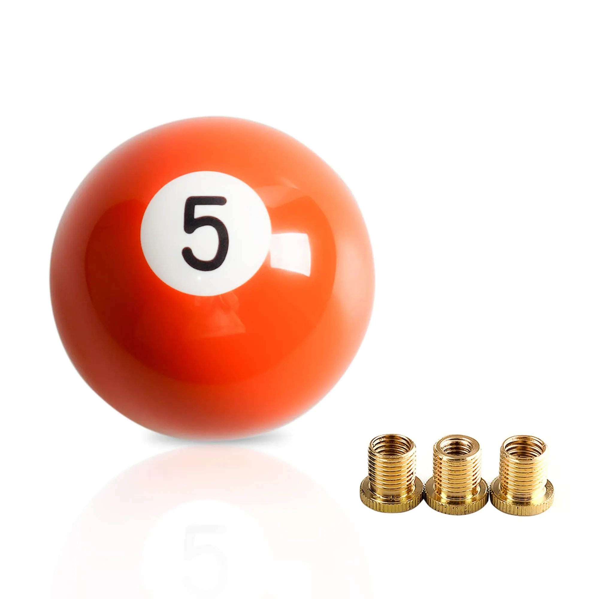 Universal Fit for Manual Car Acrylic Gear Shift Knob 5 Ball Billiard Orange Round Shift Knob